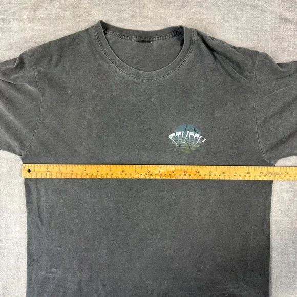 Stussy Shirt Mens Large Black Pigment Dyed Faded LSD Sunset Graphic Surf Skater - Picture 11 of 12